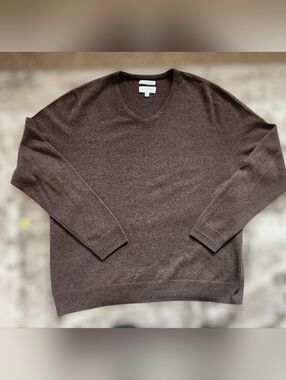 John W. Nordstrom V-Neck 100% Cashmere Sweater, Heathered Brown, Men's XL